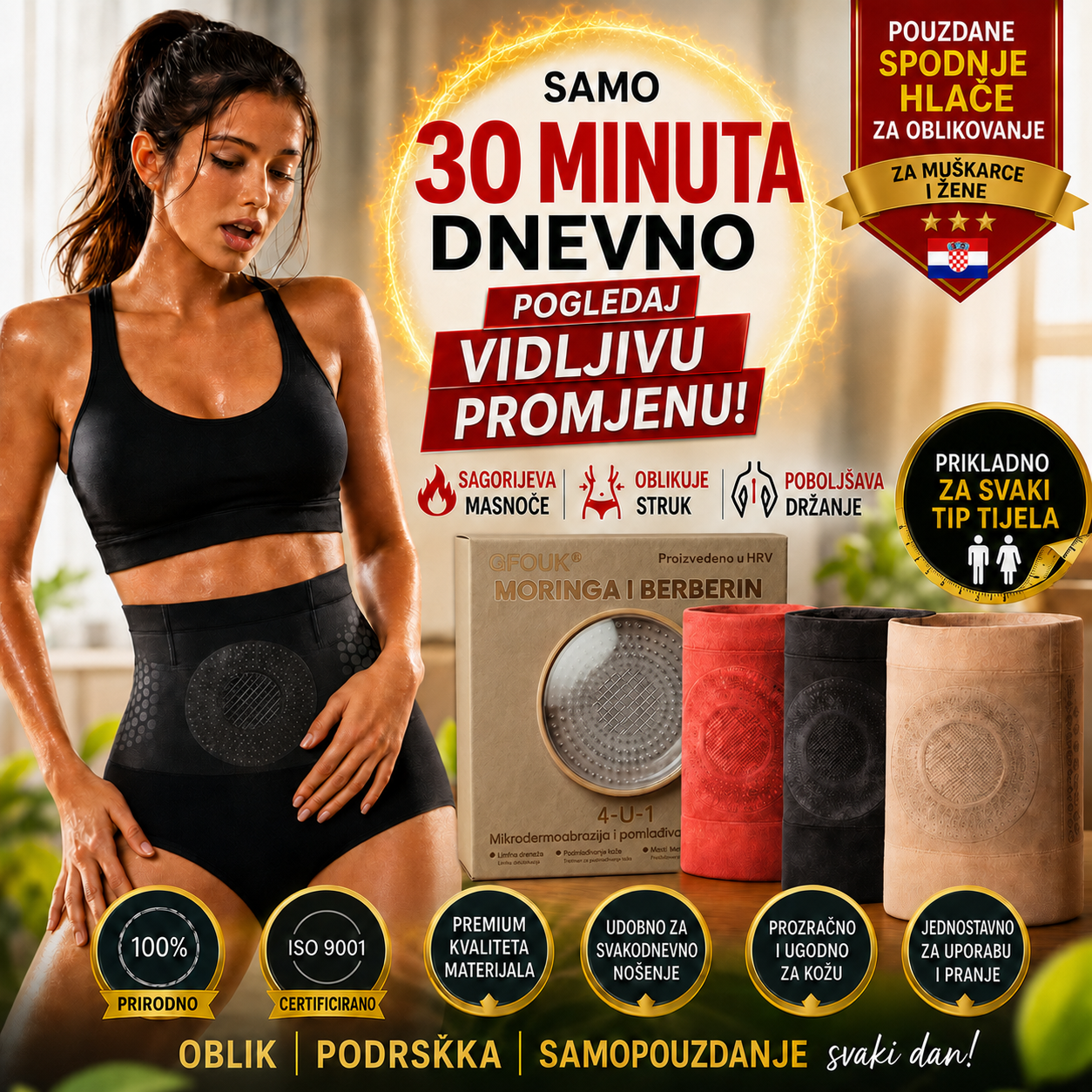 🌿🌿Službena trgovina brenda | 👨‍⚕️GFOUK® 2026 MORINGA I BERBERIN 4-u-1 MIKROČESTIČNA TEHNOLOGIJA OBLIKOVANJA I KRATKE HLAČE ZA SAGORIJEVANJE MASTI 🛫